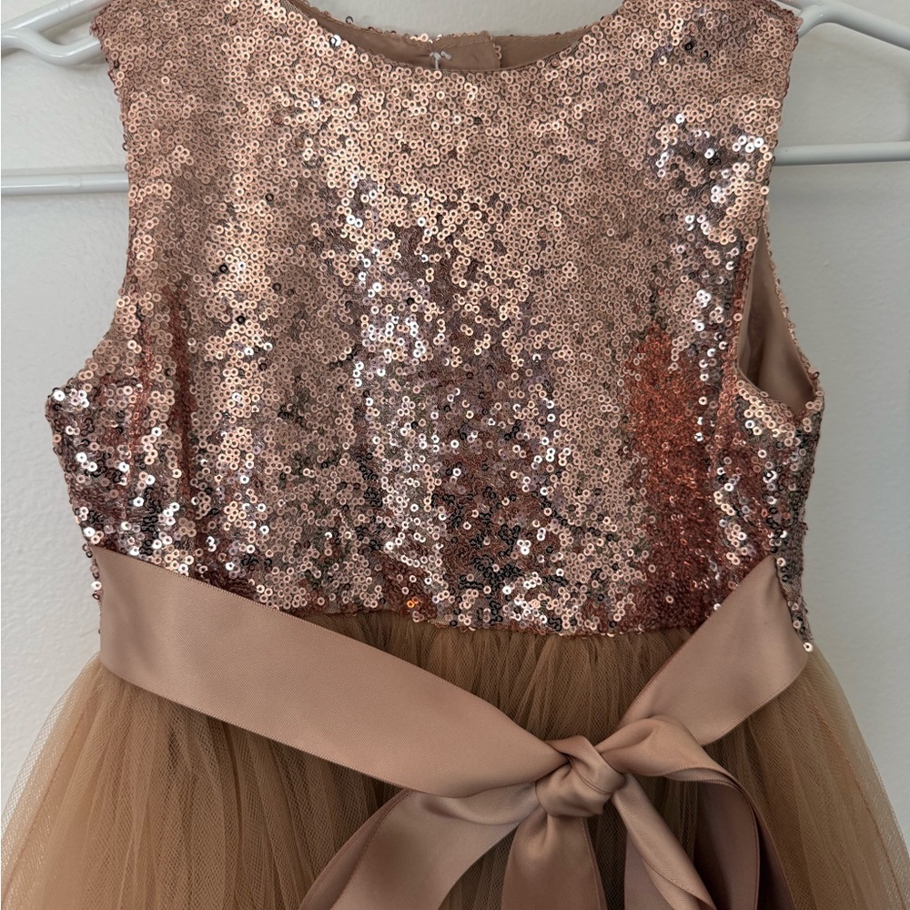 Sparkling Pink Tulle Dress with Satin Bow - Picture 6 of 9